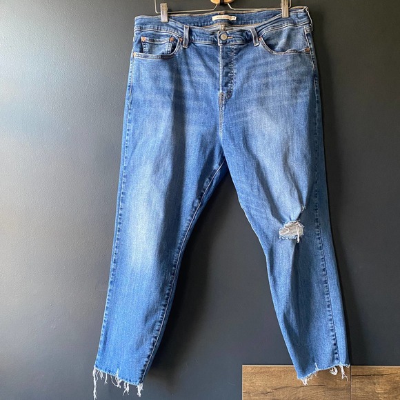 Levi's Wedgie Skinny Ripped Button Fly High Rise Jeans 20W - Picture 3 of 9